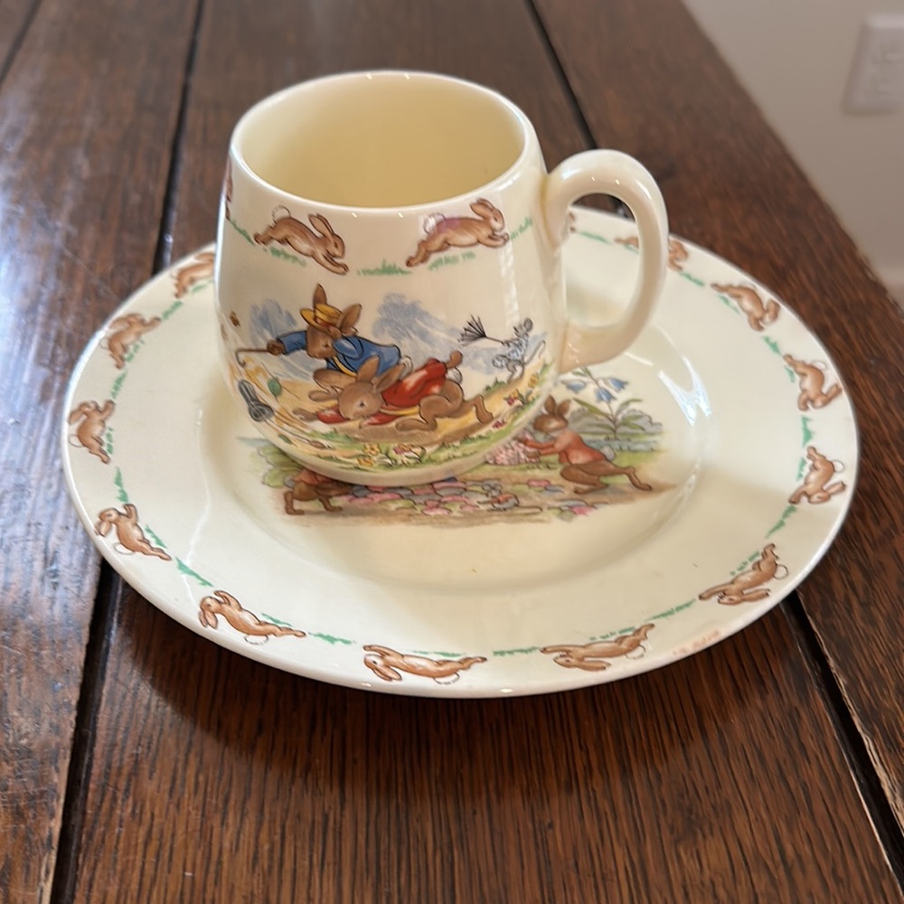 Vintage Royal Doulton Bunnykins 2 Piece Plate and Cup Set